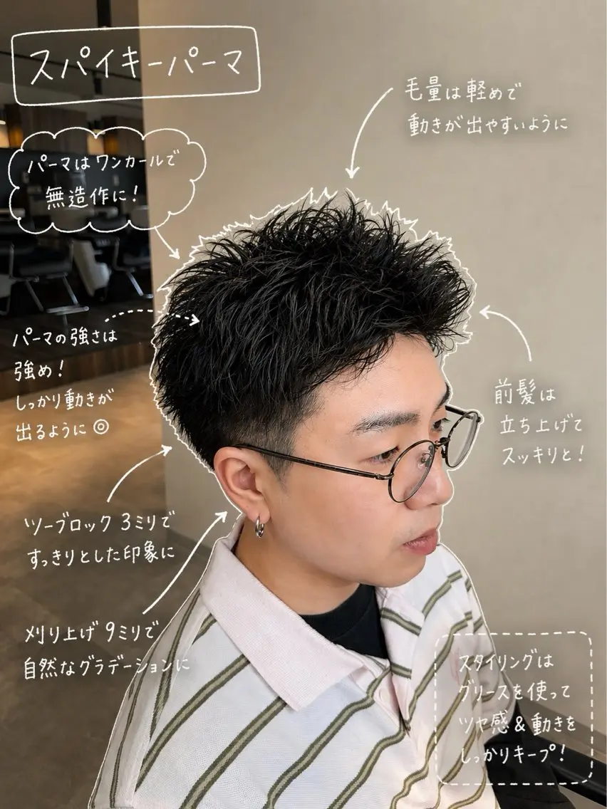 パーマ メンズ メンズパーマ スパイキーショート カット パーマ 韓国ヘア/メン ズパーマ特化/下田のヘアスタイル