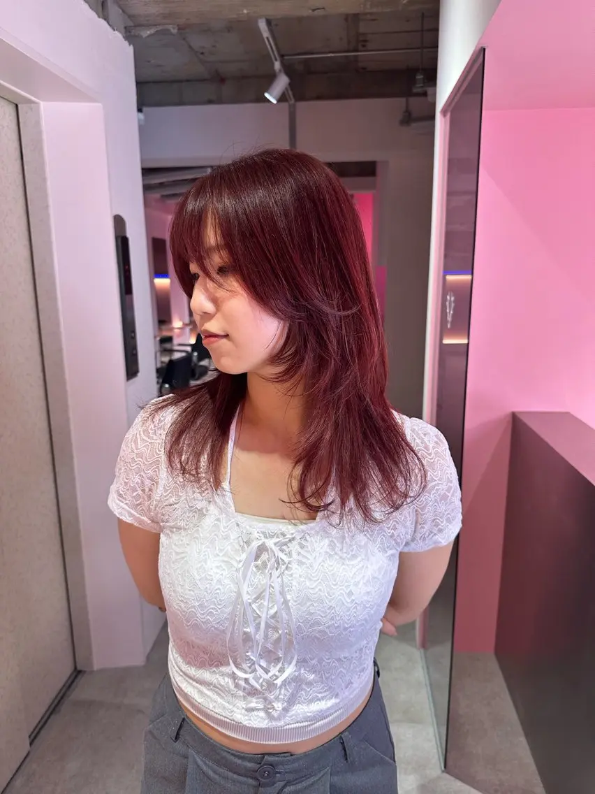 カラー レッドカラー ブリーチカラー /MAHIROのヘアスタイル