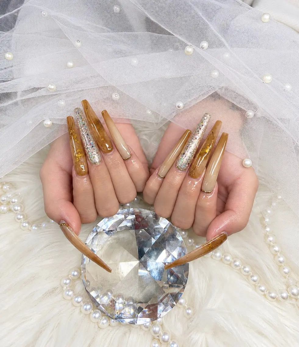 ネイル アートネイル オーロラネイル チークネイル 長さ出し フットネイル ハンドネイル Chan nailsのネイルデザイン