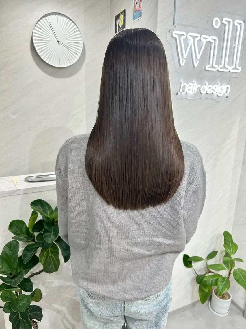 ロング カット ヘアカラー 縮毛矯正 トリートメント 髪質改善will hairdesignのヘアスタイル