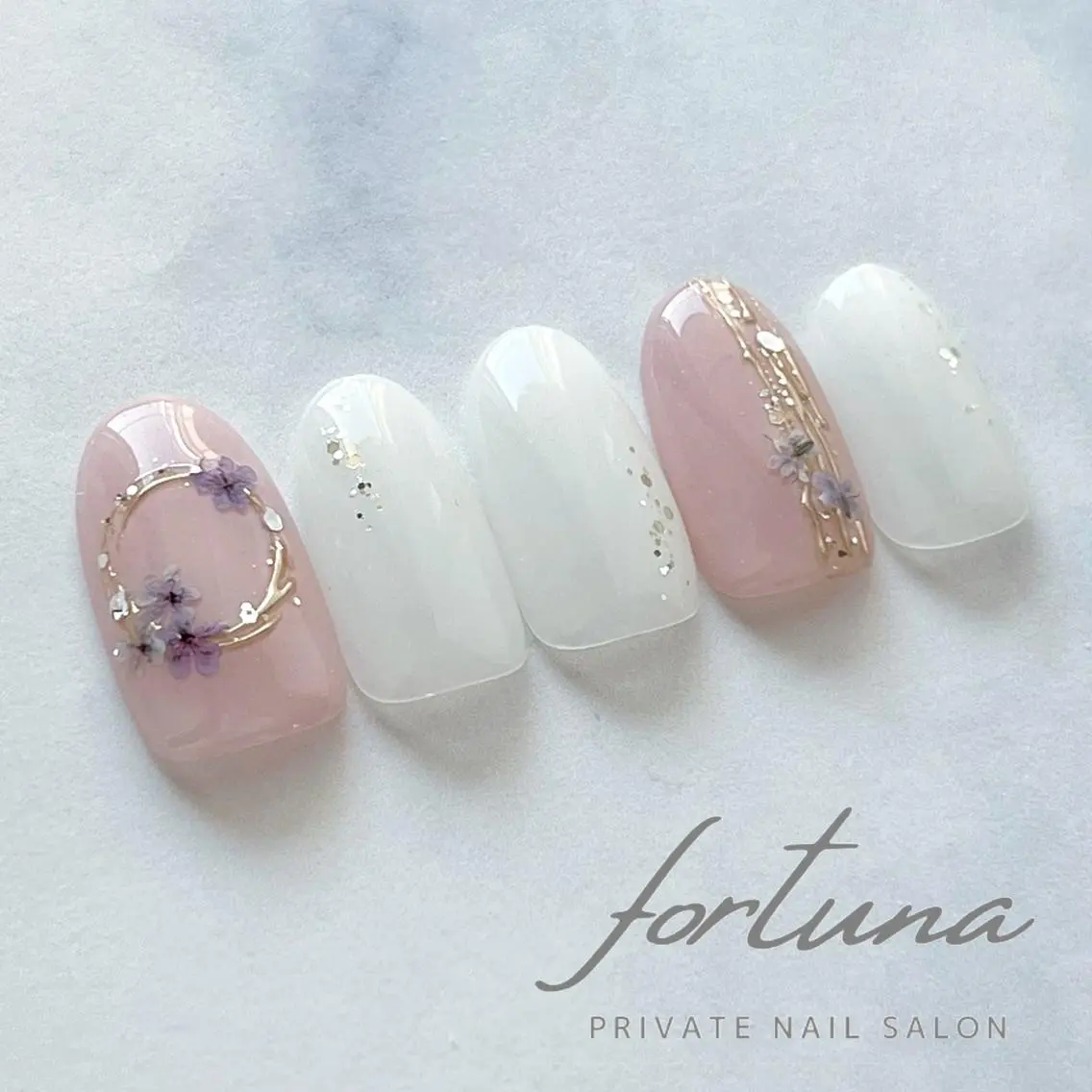 ネイル アートネイル フラワーネイル ジェルネイル ミラーネイル パラジェル ハンドネイル fortuna 武藤裕美のネイルデザイン