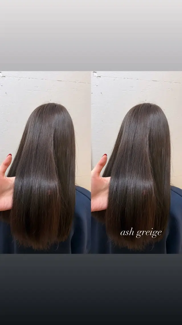 ロング カラー アッシュ アッシュグレー アッシュグレージュ 透明感カラー ダブルカラー 暖色カラー/ ストレート/くるみのヘアスタイル