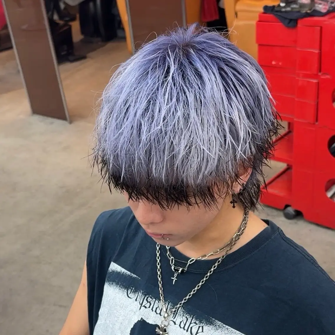 ショート カラー メンズ パープルカラー シルバー カット ヘアカラー メンズカラー指名率 1位🌈koikeのヘアスタイル