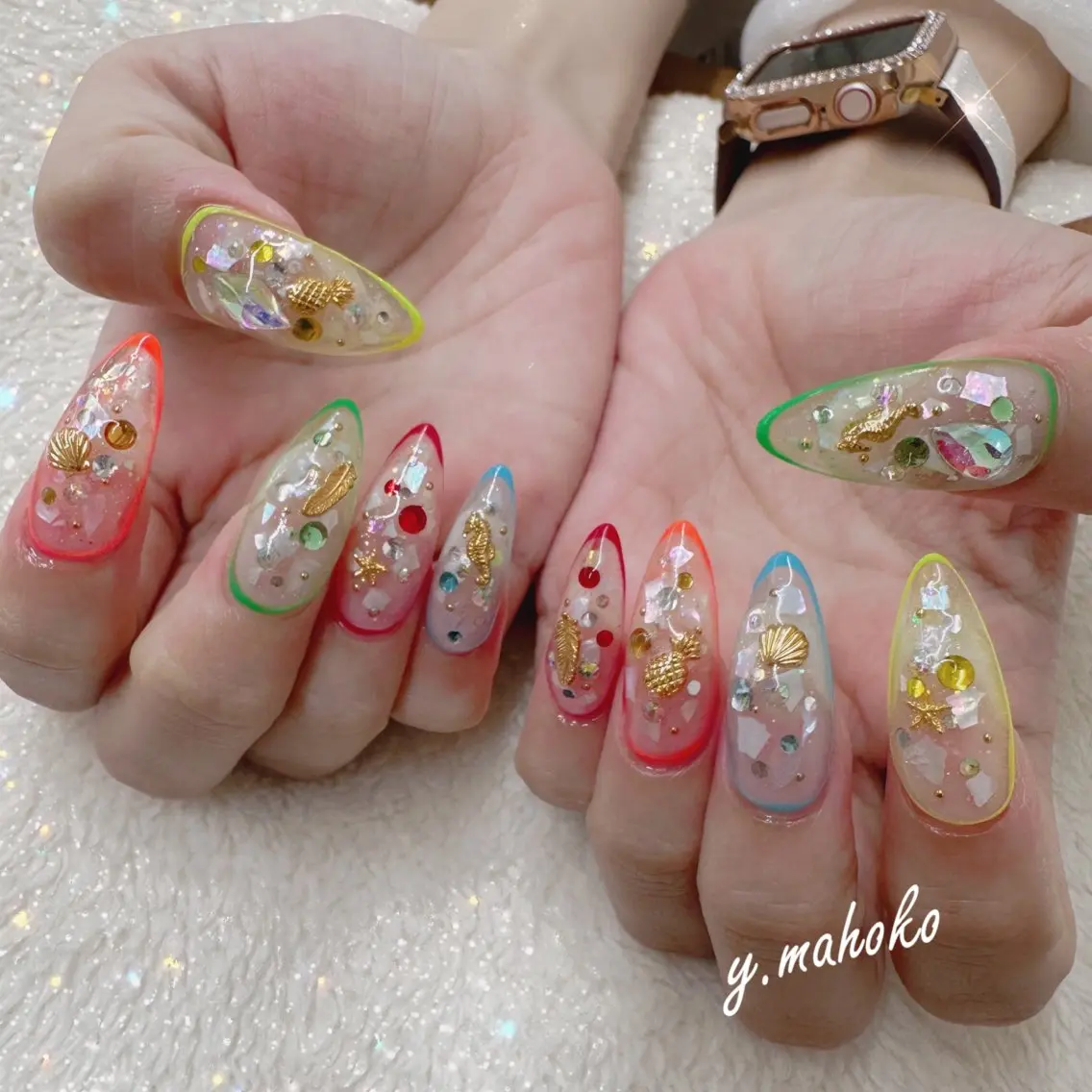 ネイル ハンドネイル パラジェル有/ 長さだし/mahoのネイルデザイン