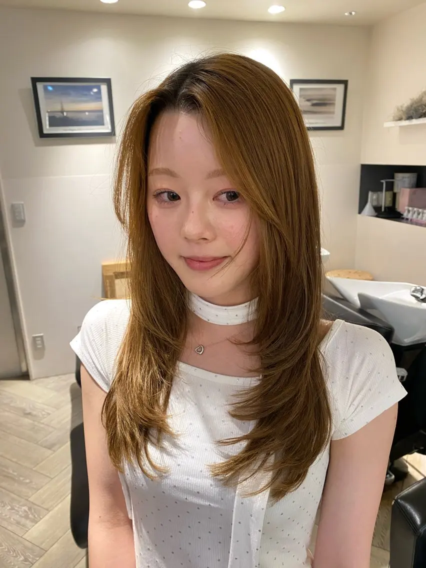 ロング カラー カット ナチュラルヘア🫧 ナナミのヘアスタイル