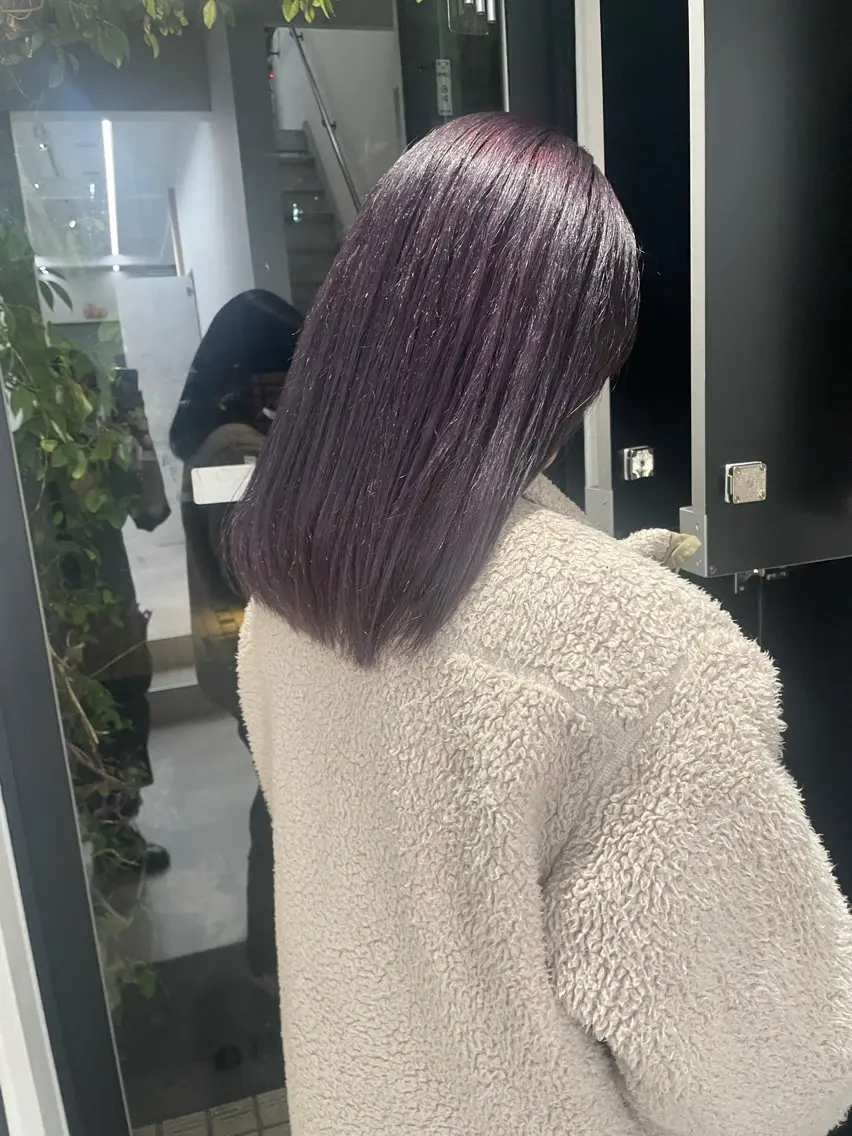 カラー ブリーチ ケアブリーチ カシス ダブルカラー ラベンダーカラー ヘアカラー トリートメント 赤み消し/透明感/ 縮毛矯正/suwaのヘアスタイル