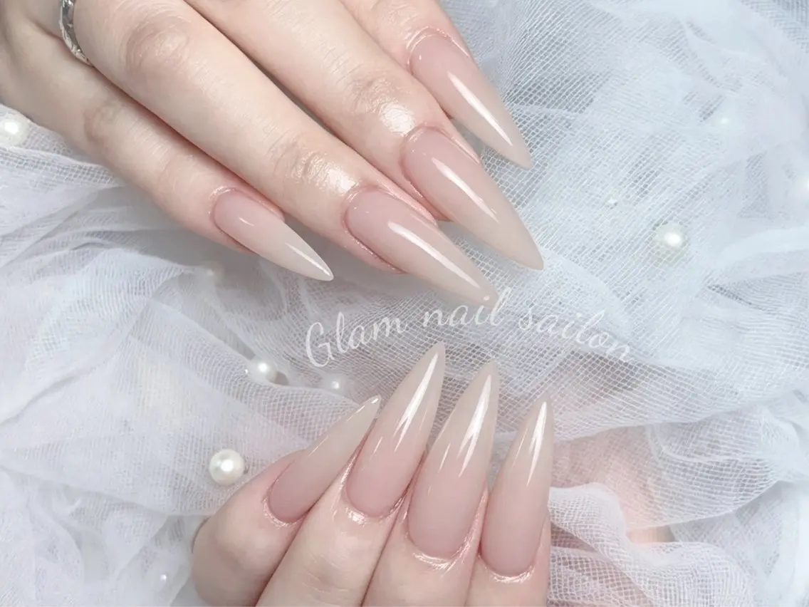 ネイル ハンドネイル エツメ💅 長さ出し🎀デザインのネイルデザイン