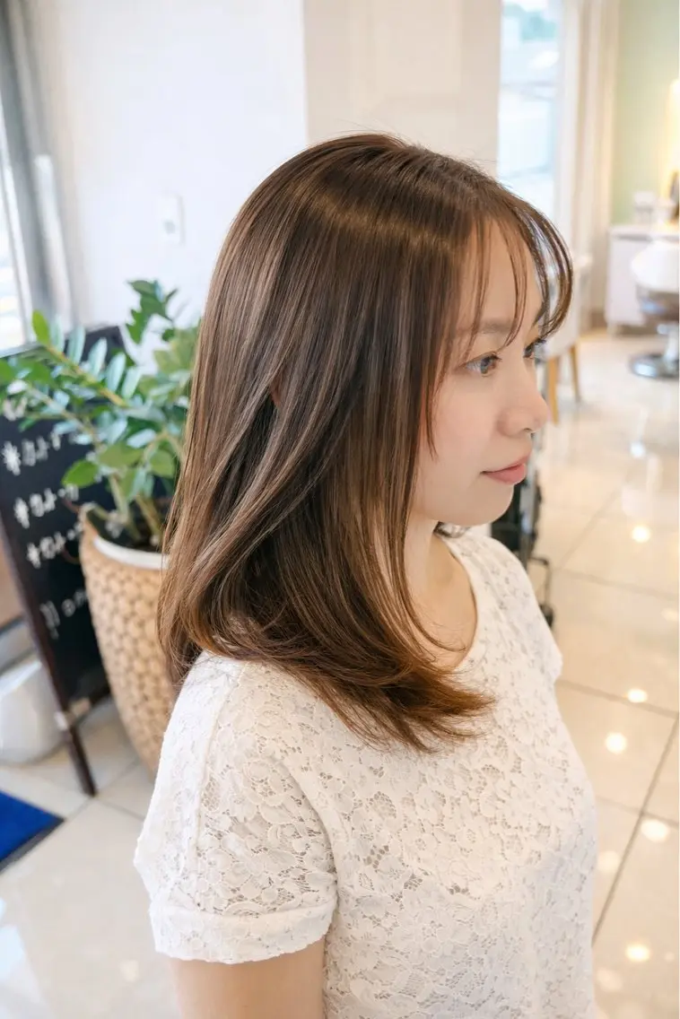 セミロング カラー カット ヘアカラー 金子 直樹のヘアスタイル