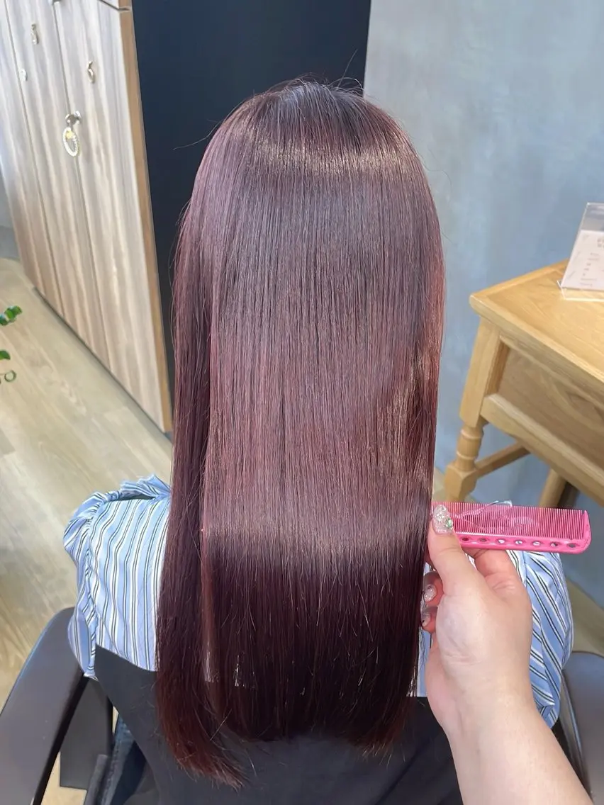 ロング カラー ベージュカラー ピンクカラー ピンクベージュ ヘアカラー トリートメント 艶髪ブリーチカラー /府中/Mizukiのヘアスタイル