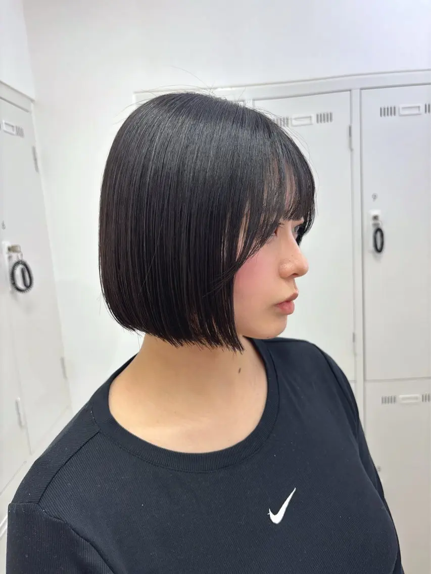 ミディアム パーマ ボブ 縮毛矯正 カット 縮毛矯正 トリートメント 長妻莉央/縮毛矯正 髪質改善カラーのヘアスタイル