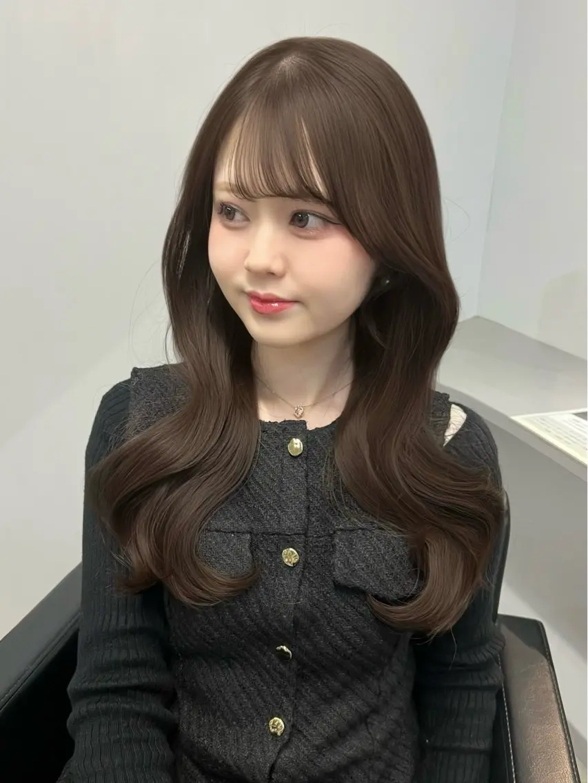 ロング チョコレートブラウン カット ヘアカラー lafit kaede/韓国ヘアのヘアスタイル