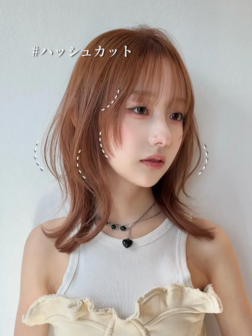 ミディアム カラー カット ヘアカラー トリートメント かえ🩶韓国ボブ🎀 透明感カラー🥣のヘアスタイル