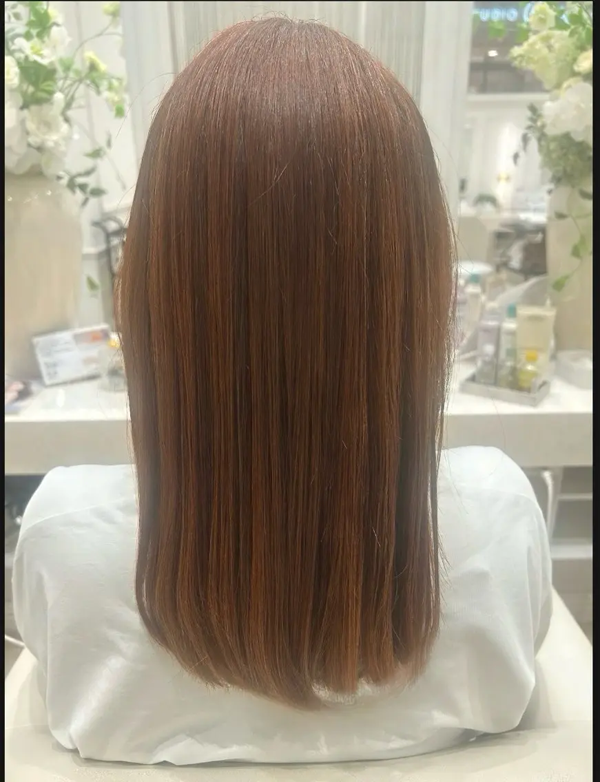 ロング カラー ブリーチ ブリーチなしカラー オレンジ 今野 初美のヘアスタイル