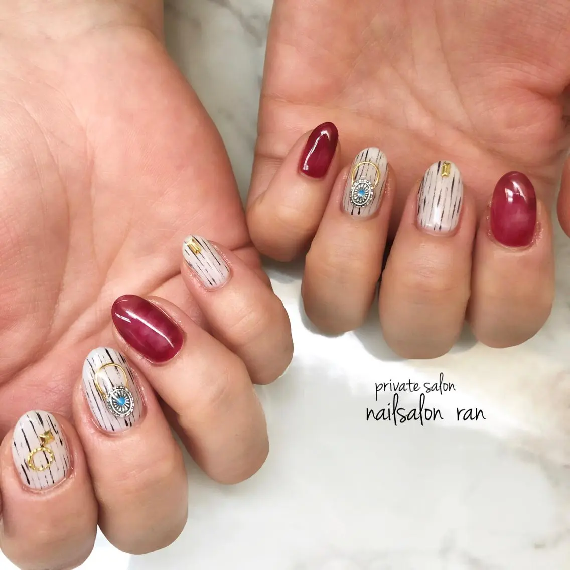 ネイル ボルドー 持ち込み nailsalon ranのネイルデザイン