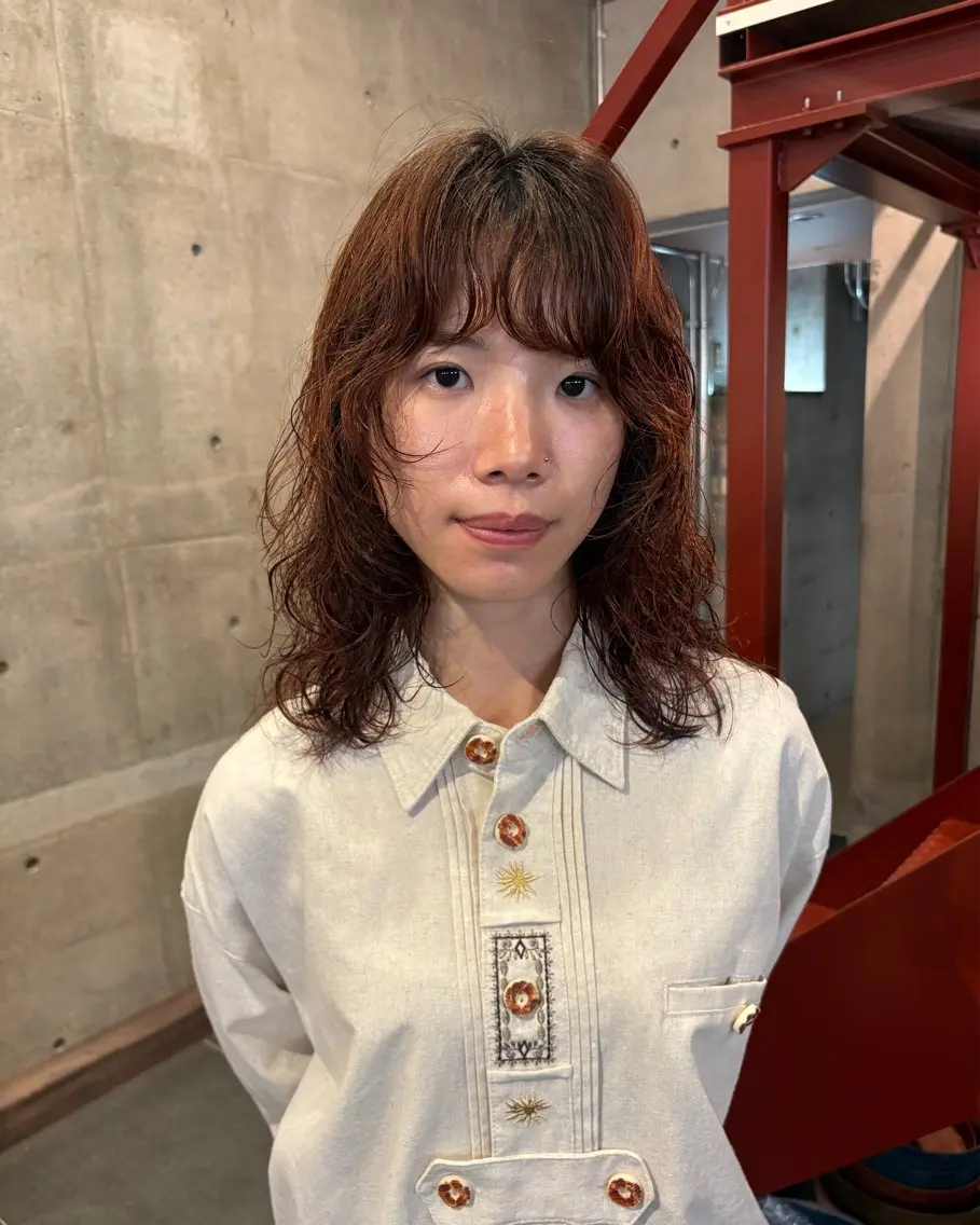 ミディアム パーマ ミディアムパーマ カット パーマ 大阪/似合わせパーマ ヤマシタミウのヘアスタイル