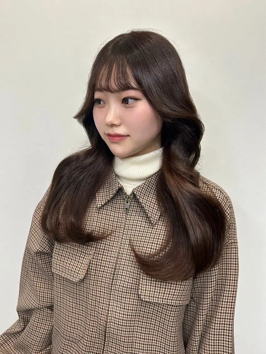 ミディアム カラー 顔周りカット 韓国風ヘア カット ヘアカラー トリートメント 韓国ヘア/レイヤー Lily Wongのヘアスタイル