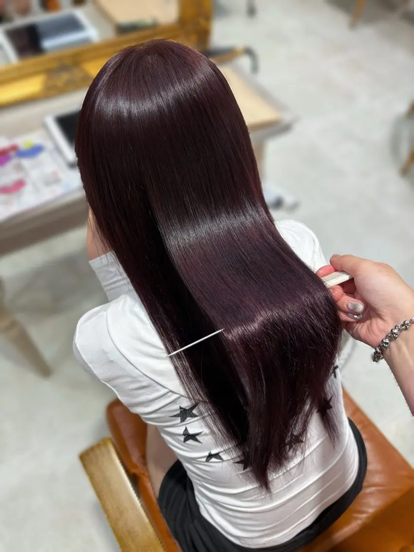 ロング カラー ブリーチ ヘアカラー 縮毛矯正 トリートメント イトウ スイのヘアスタイル