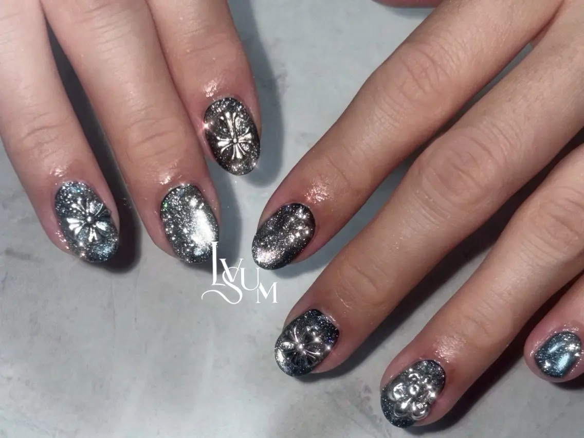ネイル フラッシュネイル フラッシュマグ マグネットネイル ショートネイル ハンドネイル lvsum nailのネイルデザイン