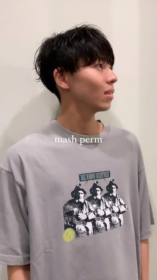 パーマ メンズ マッシュ メンズパーマ 落合希 Olivebeigeのヘアスタイル