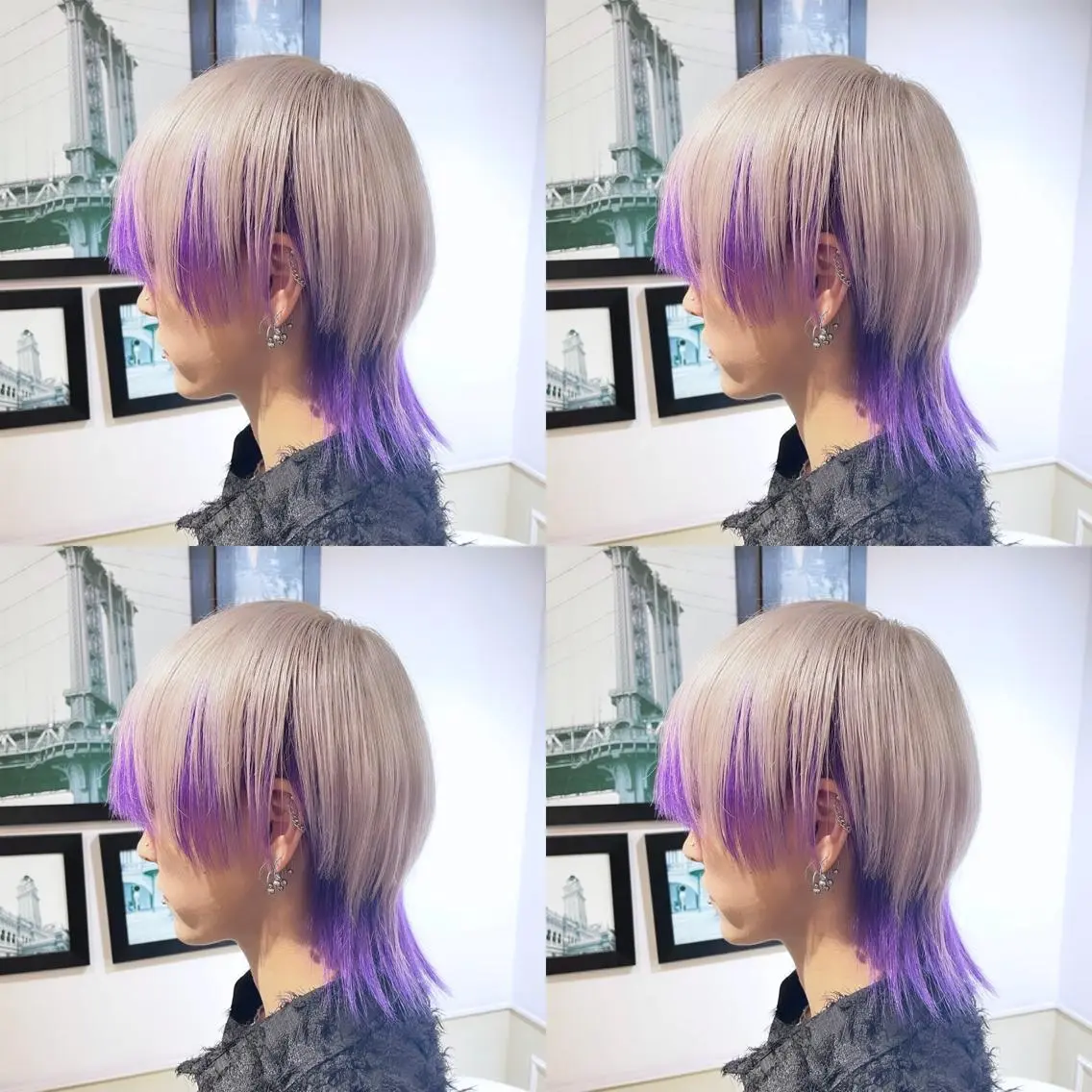 ショート カラー メンズ メンズインナーカラー メンズウルフカット インナーカラー パープルカラー ウルフカット 🌟トップデザイナー 高橋🌟のヘアスタイル