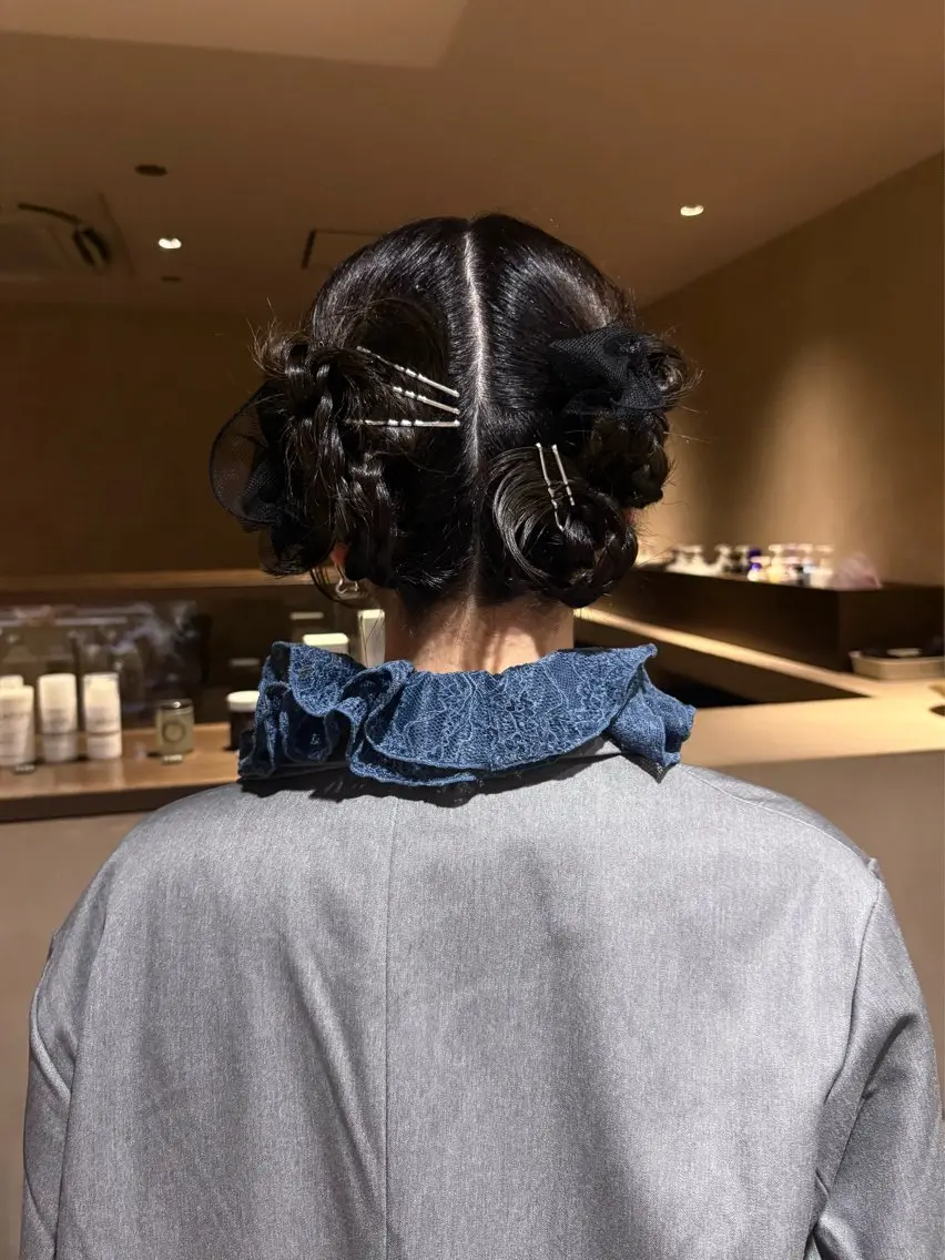ミディアム ヘアセット ボブ/ヘアセット 結婚式卒業式アレンジのヘアスタイル