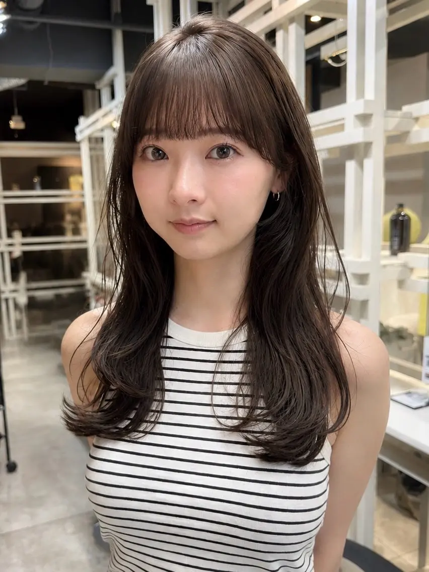 セミロング カット ヘアカラー 恵比寿韓国レイヤー× 艶透明感カラー大場のヘアスタイル