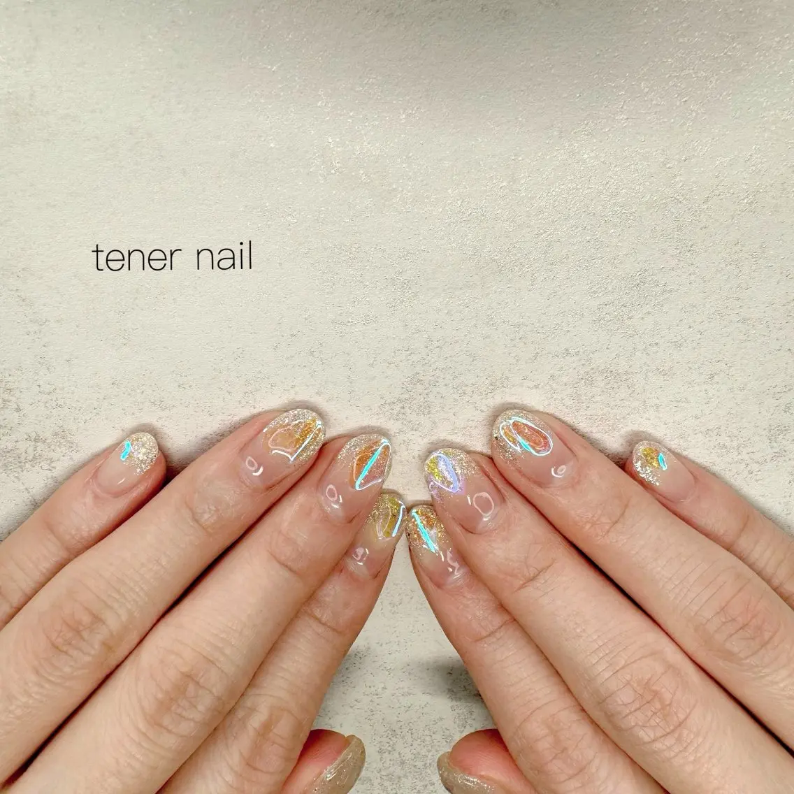ネイル オーロラネイル 氷ネイル・うるうるネイル ストーンネイル ハンドネイル テネルネイル tener nailのネイルデザイン