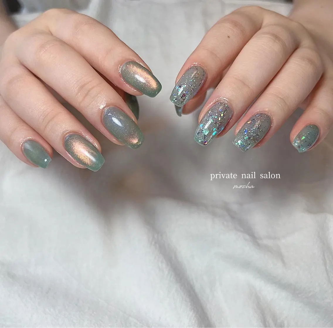 ネイル カジュアル チークネイル フレンチネイル ジェルネイル マグネットネイル ハンドネイル mocha nailのネイルデザイン