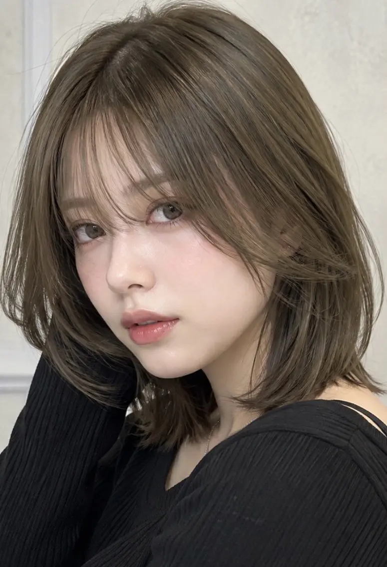 カラー ベージュカラー 透明感カラー オリーブベージュ ボブ NOA福島 RENA🌼のヘアスタイル