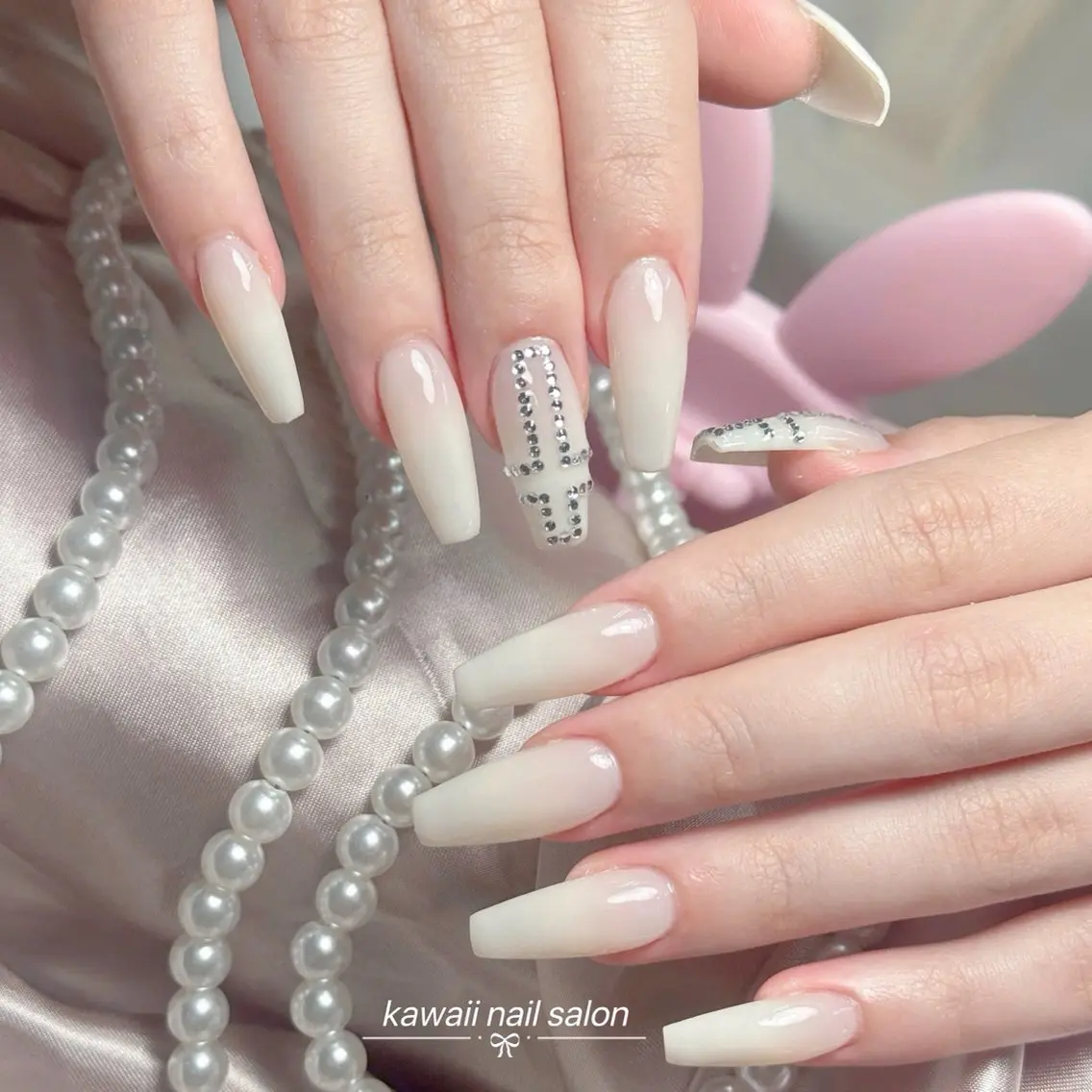 ネイル チークネイル ドット フレンチネイル 韓国ネイル レース Kawaii _Nailのネイルデザイン