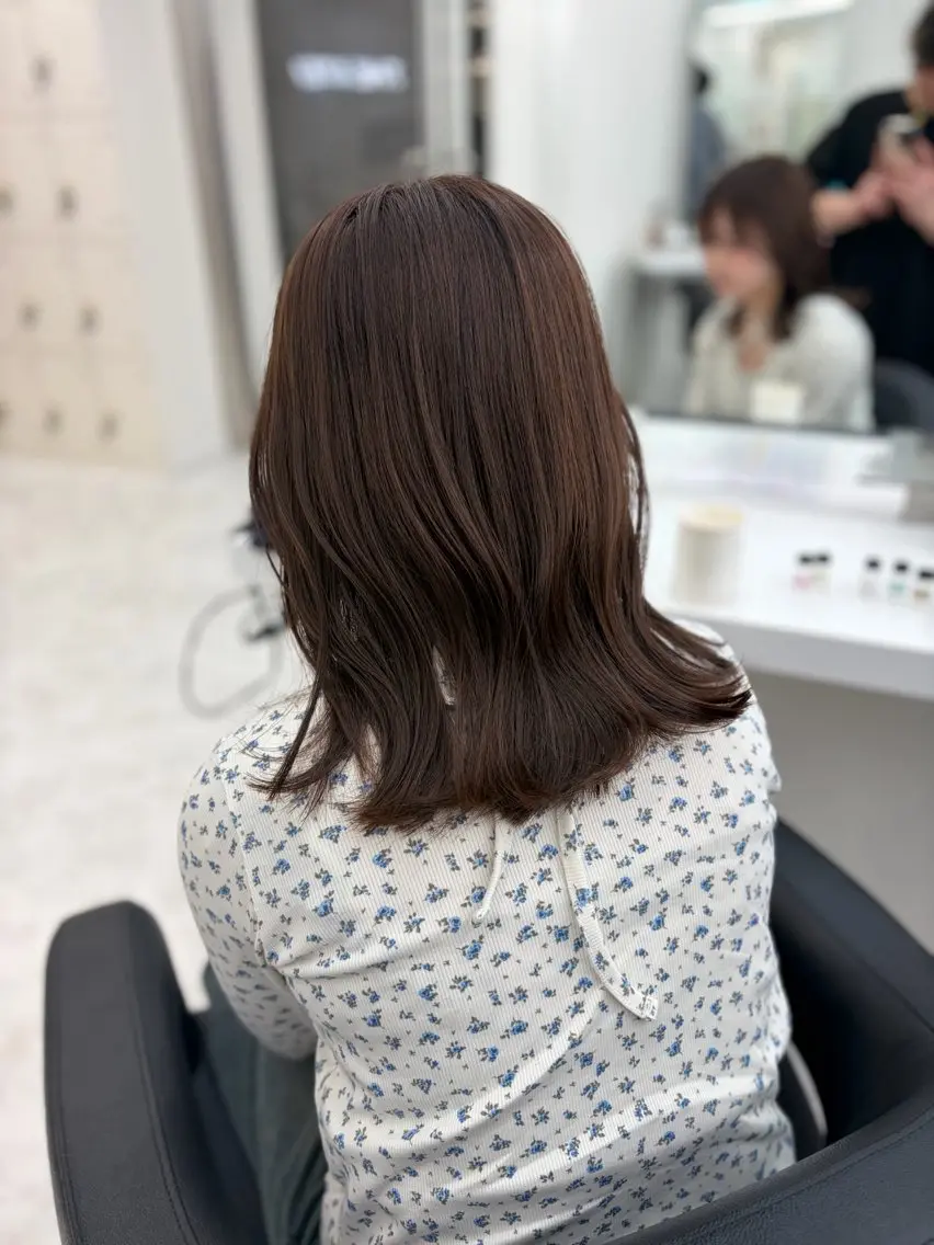 ミディアム カラー カット パーマ 藍斗│モテ透明感× 顔周りレイヤー🫧のヘアスタイル