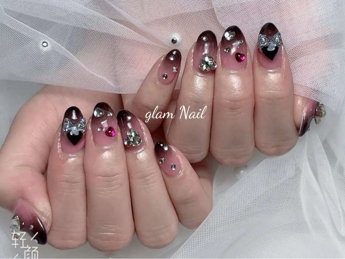 ネイル エツメ💅 長さ出し🎀デザインのネイルデザイン
