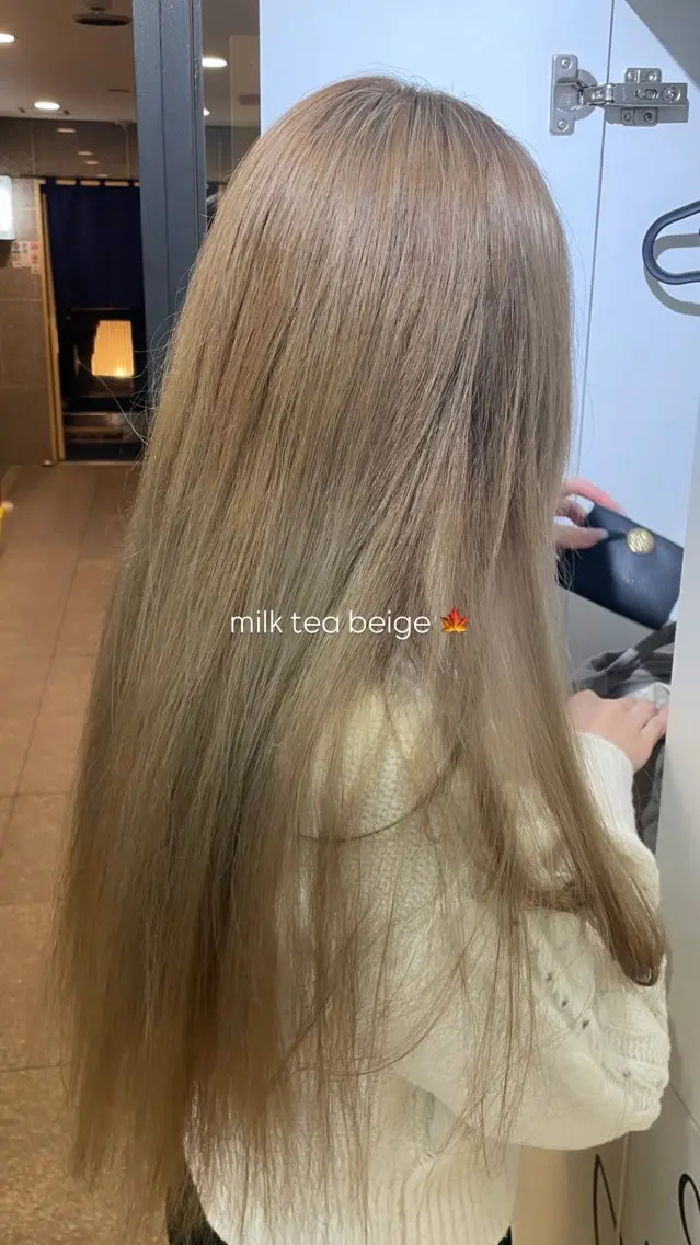ロング カラー ベージュカラー おくにし はなのヘアスタイル