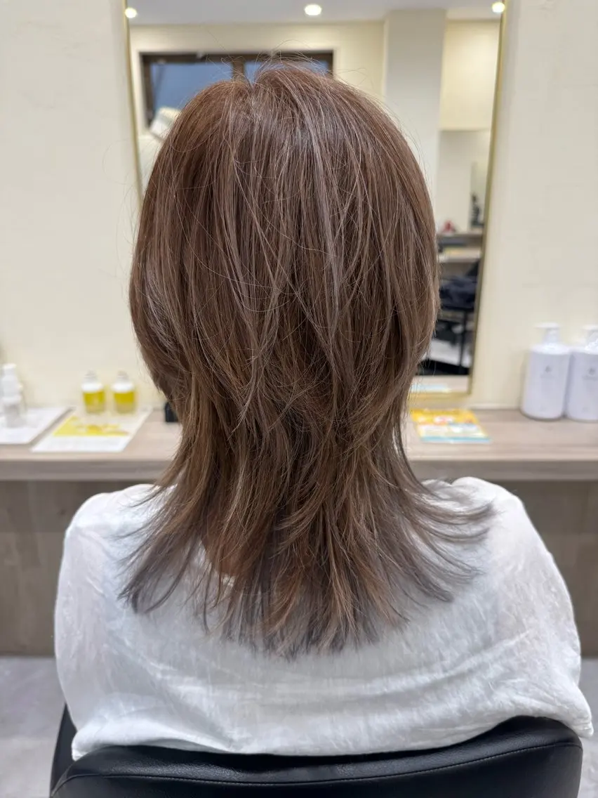 セミロング カラー 田中拓人/スパ/ ハイライト/髪質改善のヘアスタイル