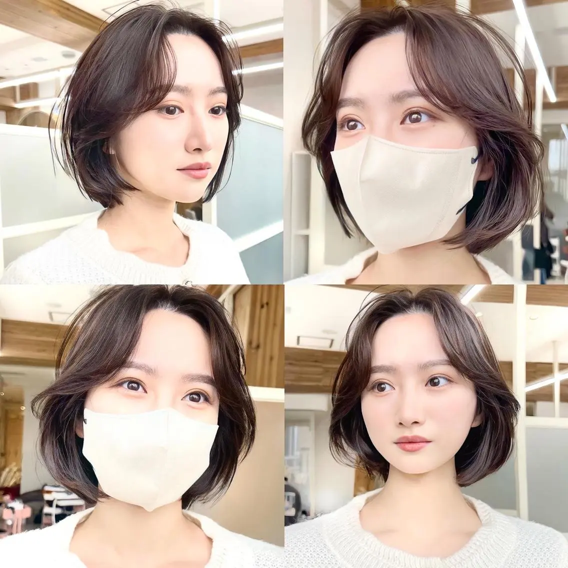 ショート カラー 切りっぱなしボブ 前下がりボブ ベージュカラー ブリーチ グレージュ カット ヘアカラー トリートメント レイヤー専門家 ダブルカラー修のヘアスタイル