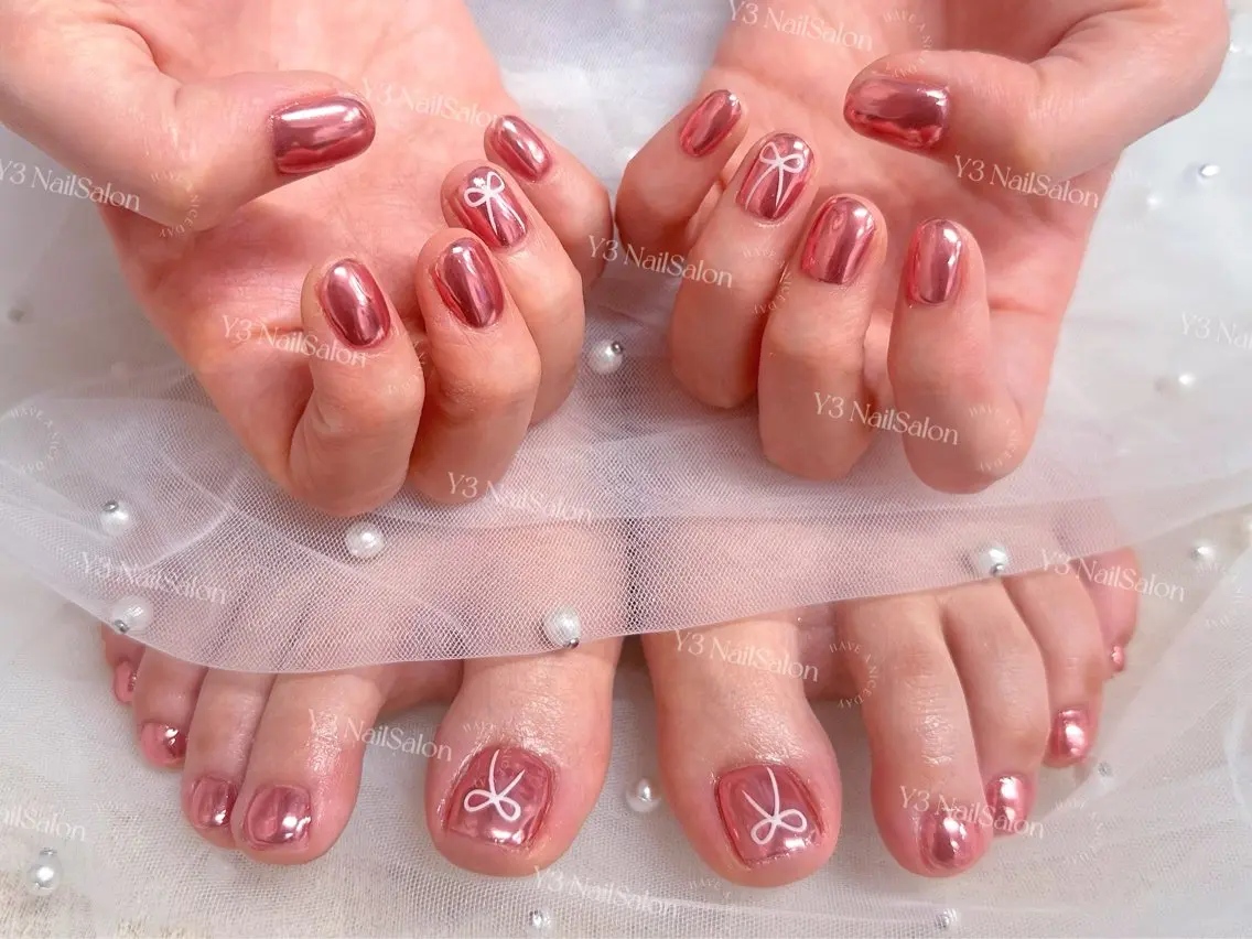 ネイル アートネイル フットネイル ジェルネイル ガーリー おそろいネイル ハンドネイル Y3 NailSalonのネイルデザイン