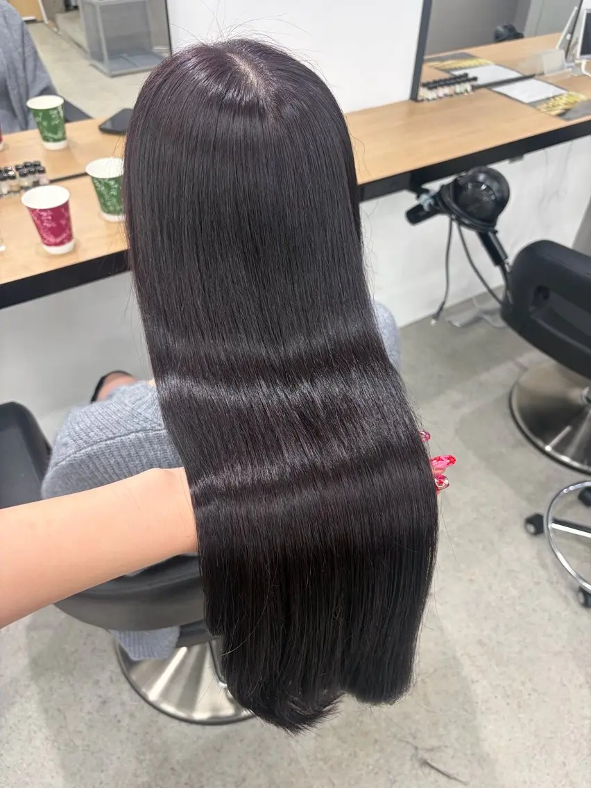 ロング カラー ブリーチ 髪質改善 トリートメント ヘアカラー 💗愛され暖色💗 ピンク/レッド💗のヘアスタイル