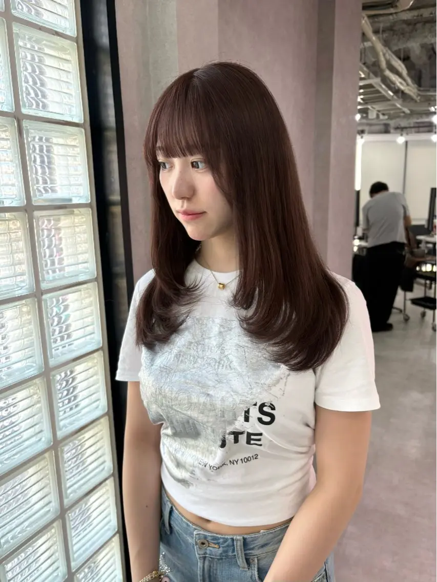 セミロング カラー ラベンダーカラー ラベンダーピンク ピンクカラー 顔まわりレイヤー レイヤーカット カット ヘアカラー 盛れる顔まわり✨🎀 レイヤー別所好葉のヘアスタイル