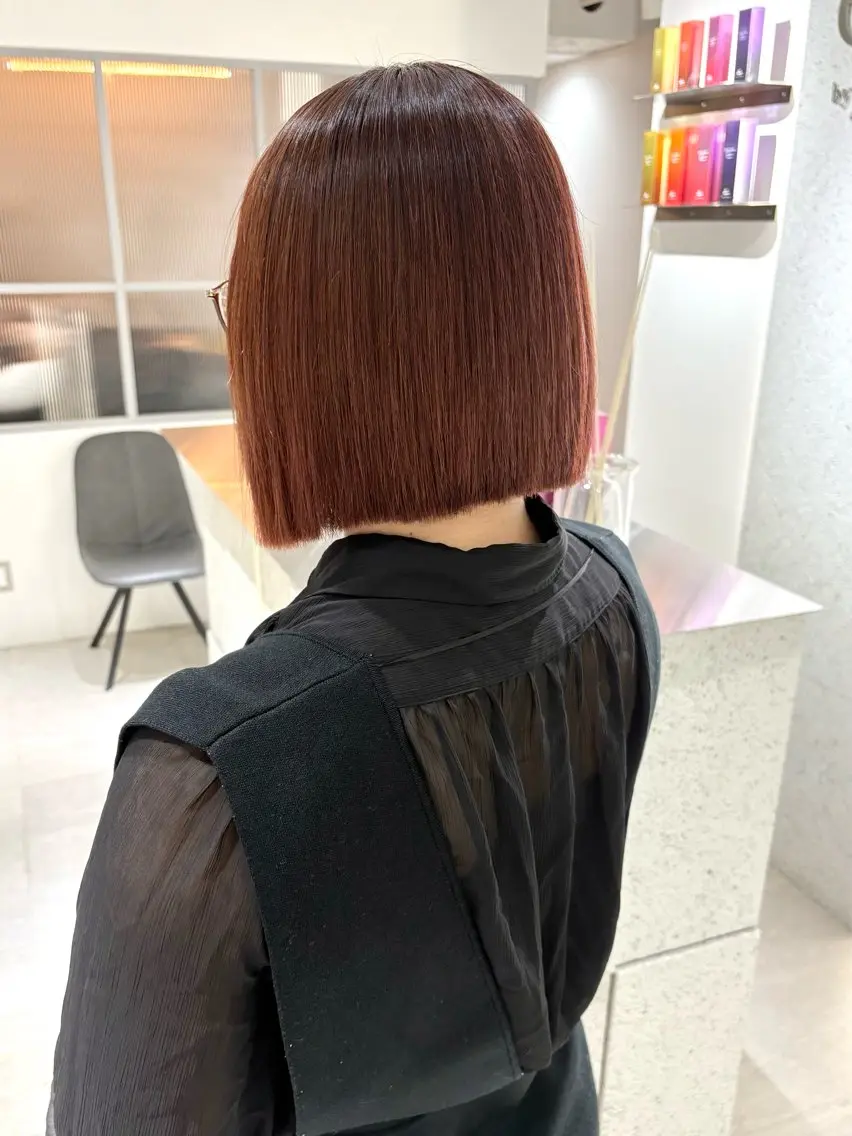 ショート カラー 切りっぱなしボブ 透明感カラー ボブ 髪質改善 トリートメント カット ヘアカラー トリートメント 髪質改善 縮毛矯正/ レイヤー/銀座/本木のヘアスタイル