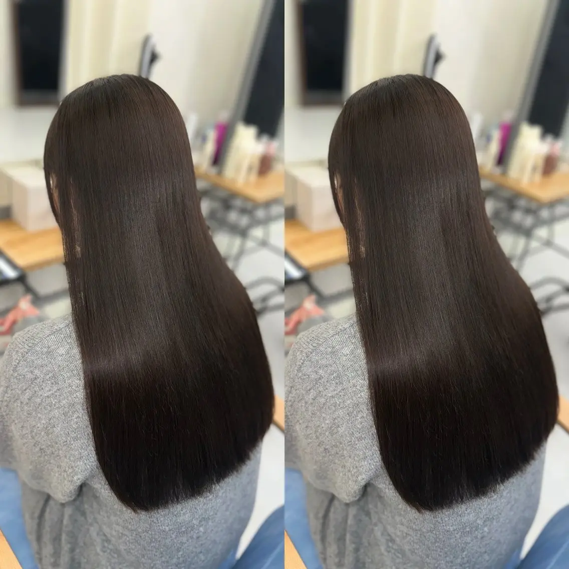 セミロング カラー 髪質改善 縮毛矯正 トリートメント ヘアカラー トリートメント 髪質改善🩵縮毛矯正 代々木/木下のヘアスタイル
