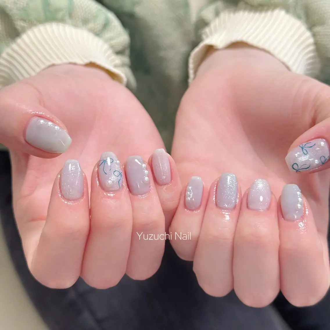 ネイル 長さ出し キラキラネイル ハンドネイル Yuzuchi Nailのネイルデザイン