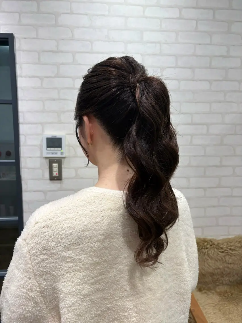 セミロング ヘアセット ベージュ/ヘアセット 透明感/♡来村 瑚春のヘアスタイル
