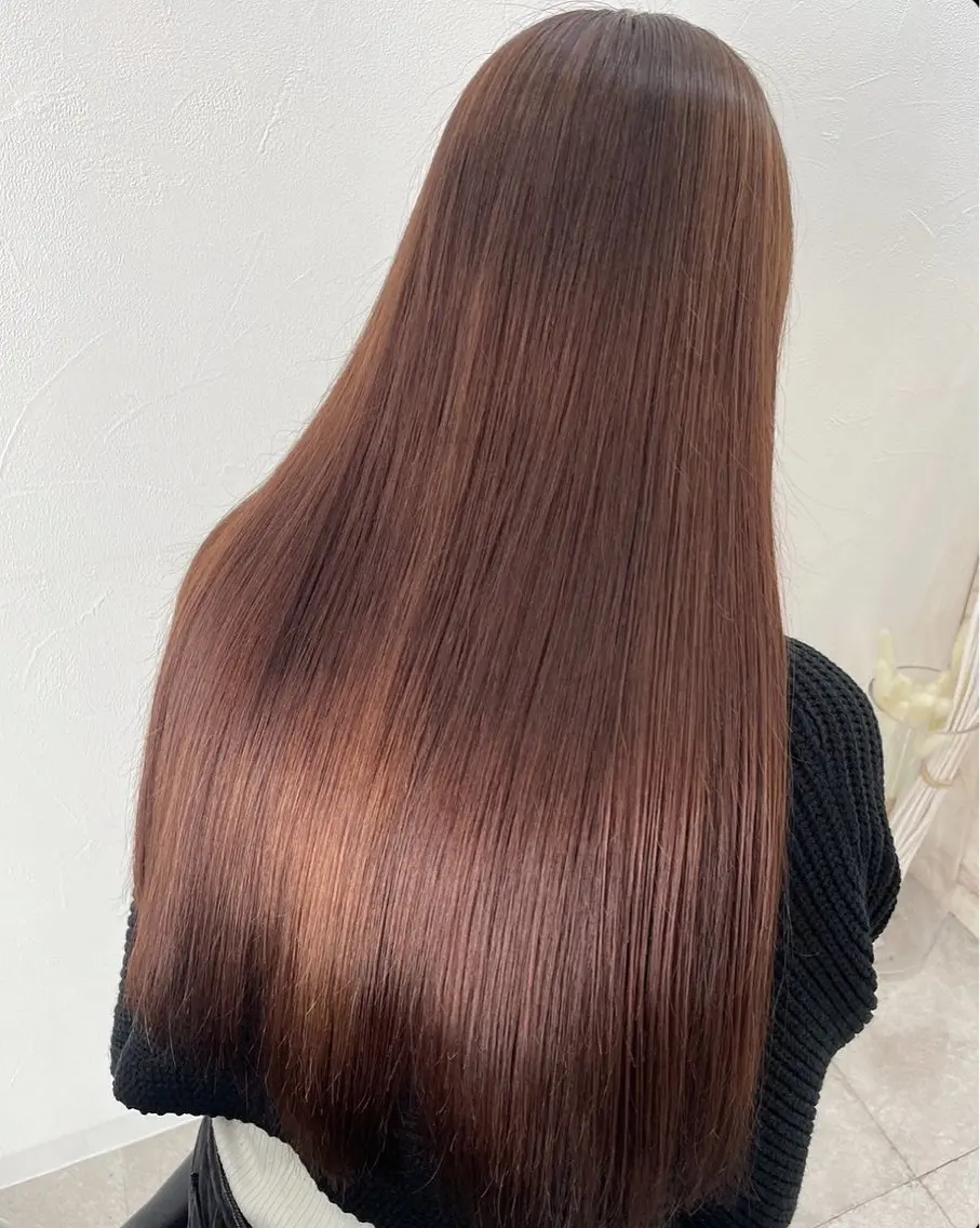 ロング カラー ブラウンカラー レッドカラー レッドブラウン ヘアカラー トリートメント 🦋Yui🦋透明感 /ベージュ/Wカラーのヘアスタイル