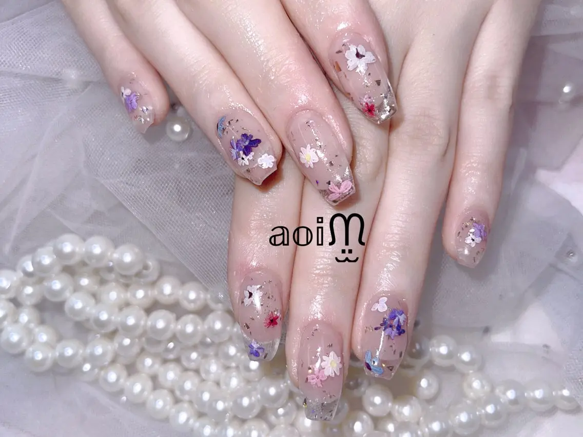 ネイル クリアネイル 長さ出し フレンチネイル 持ち込み スカルプネイル 葵うさぎ AIのネイルデザイン