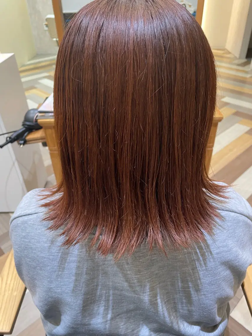 カラー ブリーチ ブリーチなしカラー オレンジ 藤本 稀光のヘアスタイル