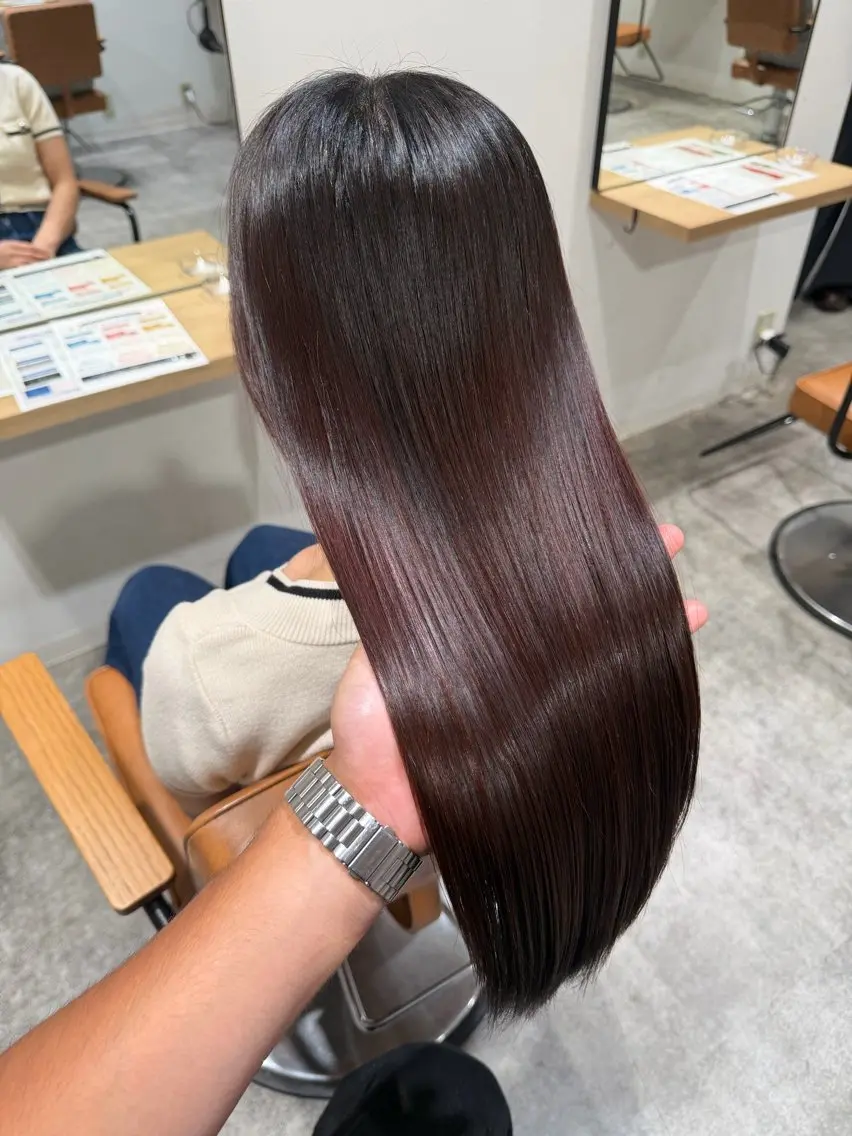ロング カット ヘアカラー 縮毛矯正 奈良の艶髪ストレート 職人/藤田和輝のヘアスタイル