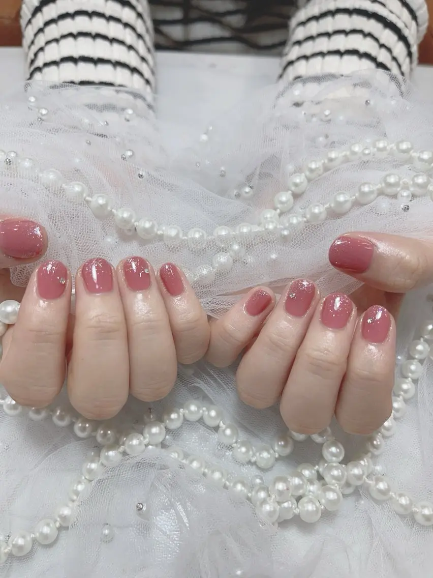 ネイル 長さ出し フレンチネイル ガラスフレンチ グラデーション 韓国ネイル M2beauty Renaのネイルデザイン