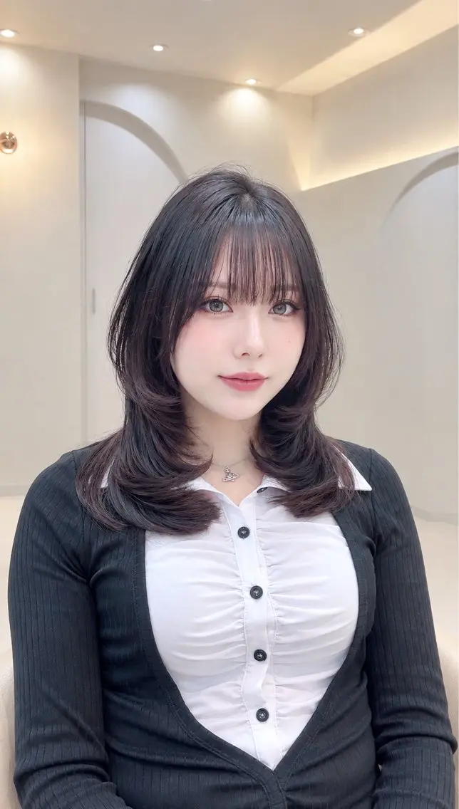 ミディアム カット ヘアカラー トリートメント ✨ミディアム レイヤーハルキのヘアスタイル