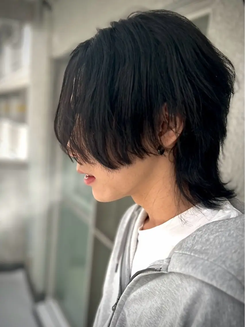 ミディアム パーマ メンズ メンズウルフカット ウルフカット カット メンズウルフ特化🐺 🔥長山耕大🔥のヘアスタイル