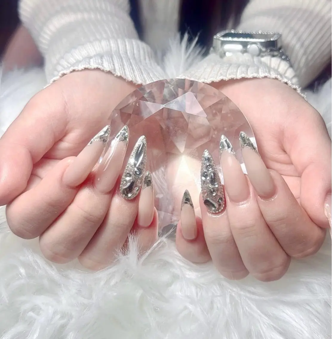 ネイル アートネイル オーロラネイル チークネイル 長さ出し フットネイル Chan nailsのネイルデザイン